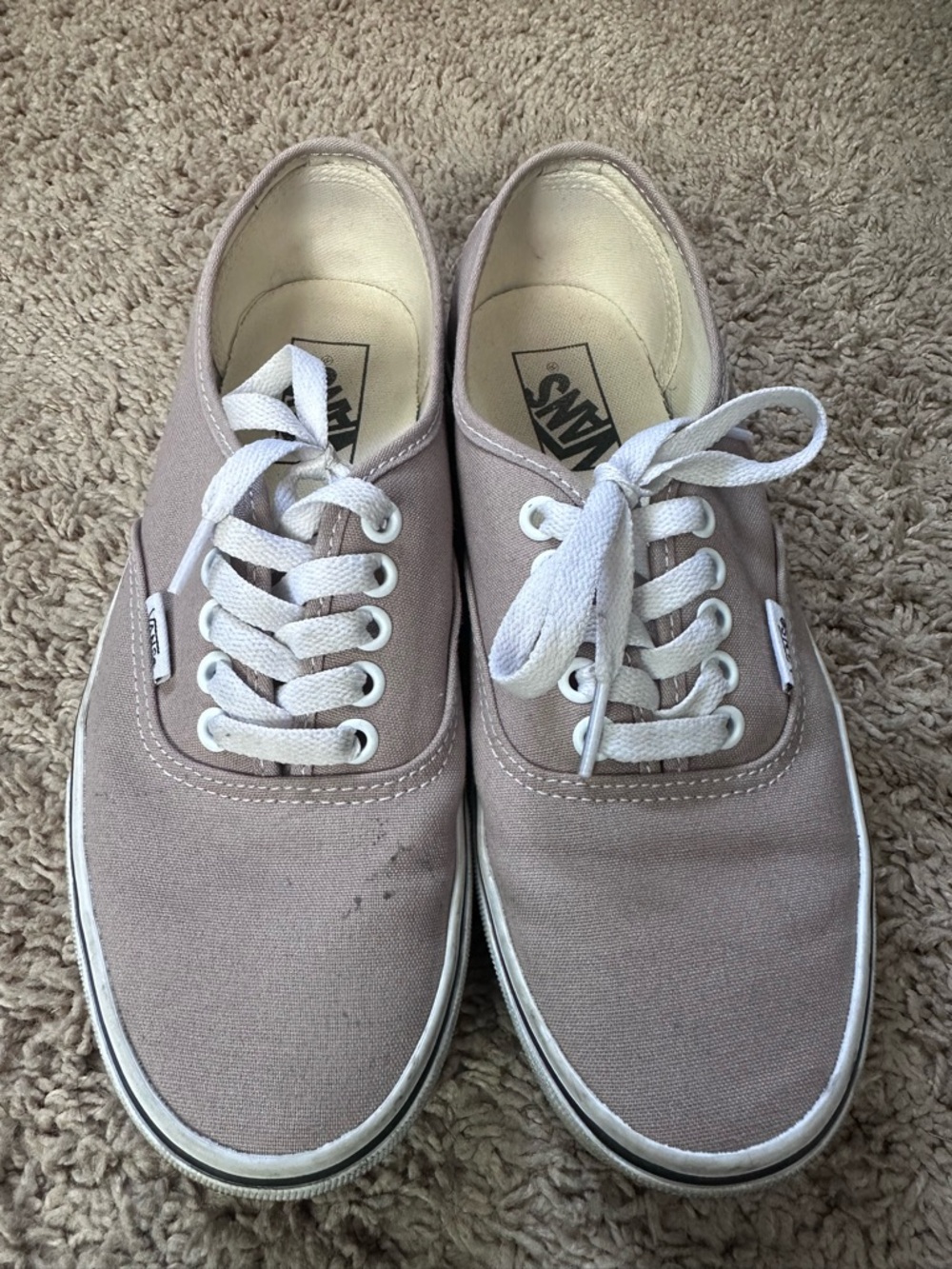 Vans Lace-Up Canvas Sneakers in Light Taupe with White Laces